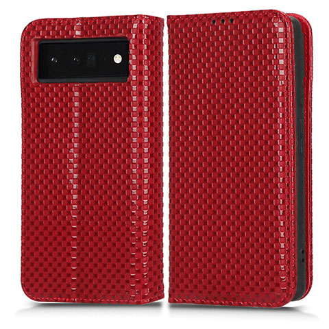 Coque Portefeuille Livre Cuir Etui Clapet C03X pour Google Pixel 6 Pro 5G Rouge