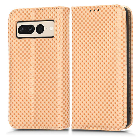 Coque Portefeuille Livre Cuir Etui Clapet C03X pour Google Pixel 7 Pro 5G Or