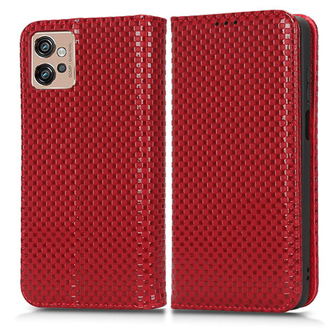 Coque Portefeuille Livre Cuir Etui Clapet C03X pour Motorola Moto G32 Rouge