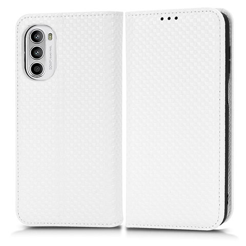 Coque Portefeuille Livre Cuir Etui Clapet C03X pour Motorola MOTO G52 Blanc