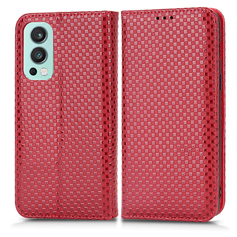 Coque Portefeuille Livre Cuir Etui Clapet C03X pour OnePlus Nord 2 5G Rouge