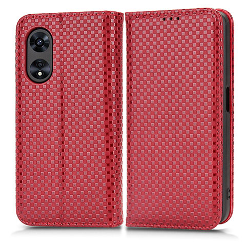 Coque Portefeuille Livre Cuir Etui Clapet C03X pour Oppo A58 4G Rouge