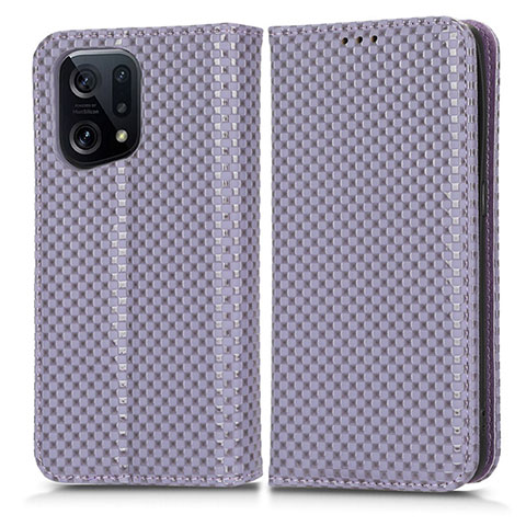 Coque Portefeuille Livre Cuir Etui Clapet C03X pour Oppo Find X5 5G Violet