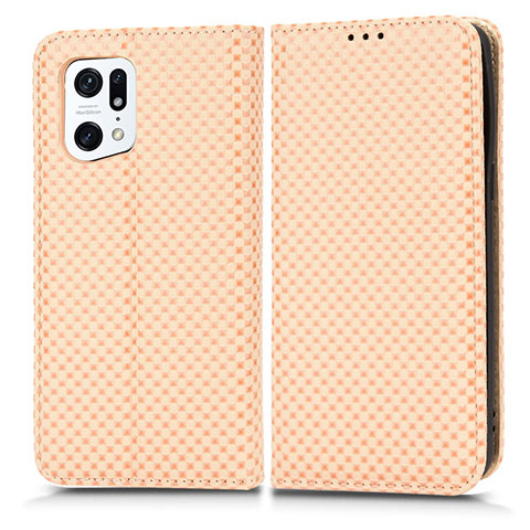 Coque Portefeuille Livre Cuir Etui Clapet C03X pour Oppo Find X5 Pro 5G Or