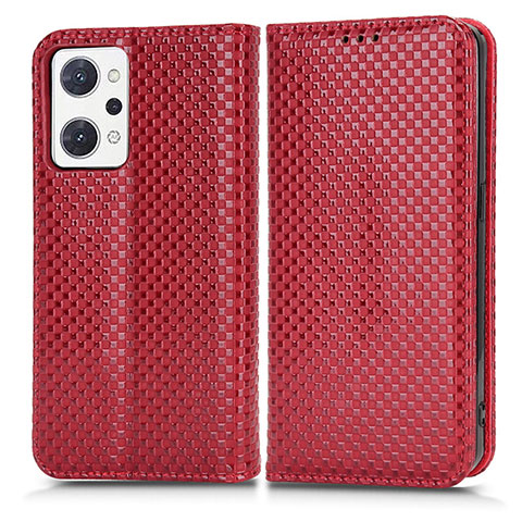 Coque Portefeuille Livre Cuir Etui Clapet C03X pour Oppo Reno7 A Rouge