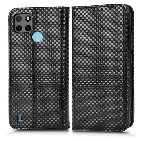 Coque Portefeuille Livre Cuir Etui Clapet C03X pour Realme C25Y India Noir