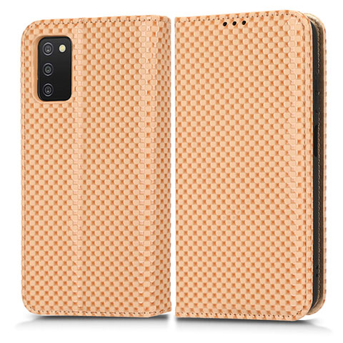 Coque Portefeuille Livre Cuir Etui Clapet C03X pour Samsung Galaxy A02s Or