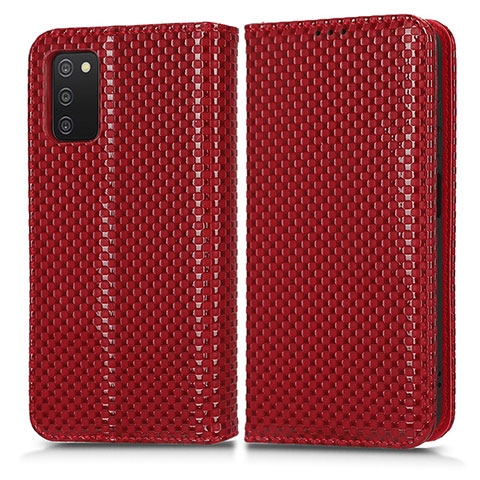 Coque Portefeuille Livre Cuir Etui Clapet C03X pour Samsung Galaxy A02s Rouge