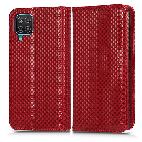 Coque Portefeuille Livre Cuir Etui Clapet C03X pour Samsung Galaxy A12 Rouge