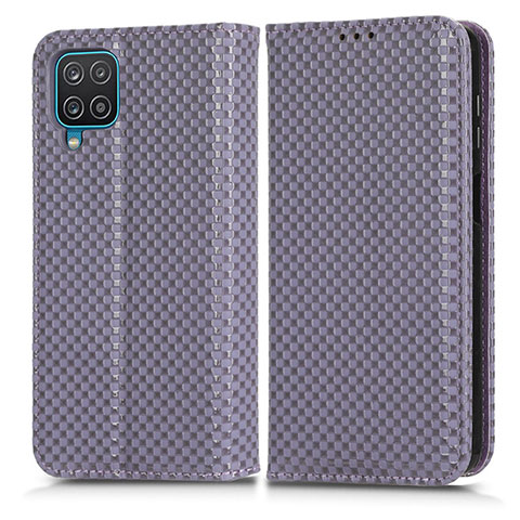 Coque Portefeuille Livre Cuir Etui Clapet C03X pour Samsung Galaxy A12 Violet