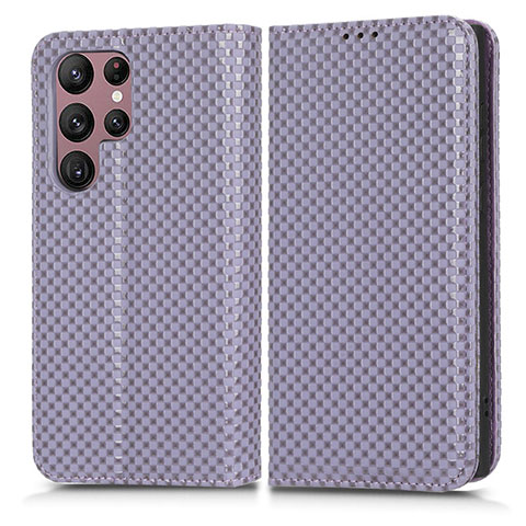 Coque Portefeuille Livre Cuir Etui Clapet C03X pour Samsung Galaxy S22 Ultra 5G Violet