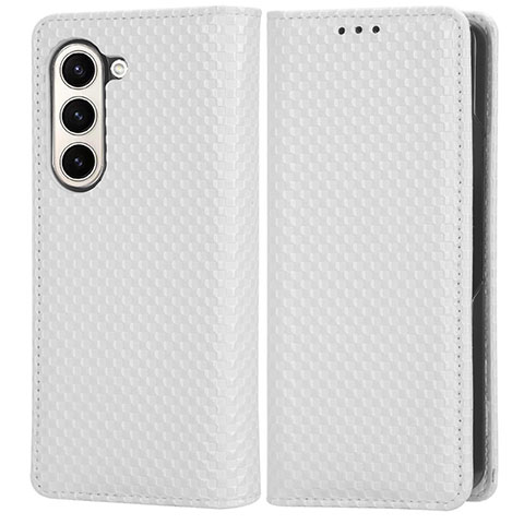 Coque Portefeuille Livre Cuir Etui Clapet C03X pour Samsung Galaxy Z Fold5 5G Blanc