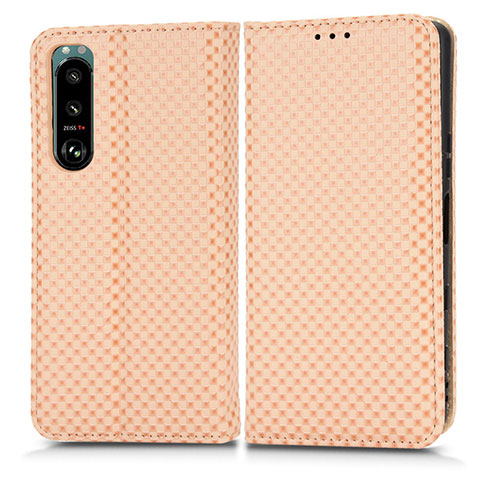 Coque Portefeuille Livre Cuir Etui Clapet C03X pour Sony Xperia 5 III Or