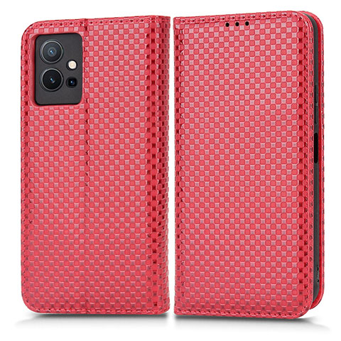 Coque Portefeuille Livre Cuir Etui Clapet C03X pour Vivo T1 5G India Rouge