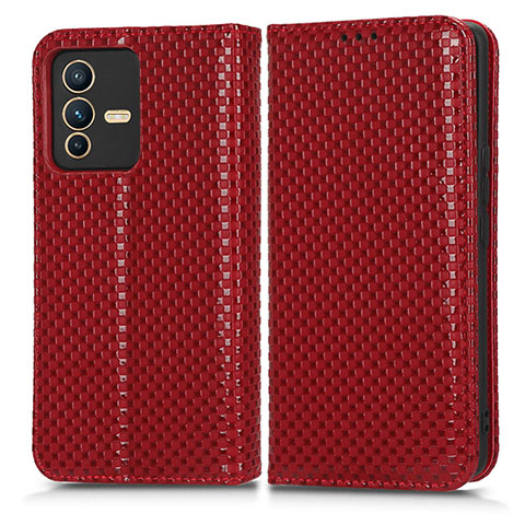 Coque Portefeuille Livre Cuir Etui Clapet C03X pour Vivo V23 Pro 5G Rouge