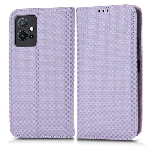 Coque Portefeuille Livre Cuir Etui Clapet C03X pour Vivo Y55 5G Violet