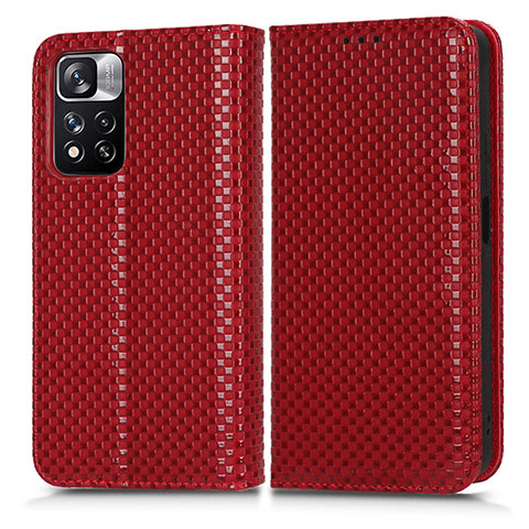 Coque Portefeuille Livre Cuir Etui Clapet C03X pour Xiaomi Mi 11i 5G (2022) Rouge