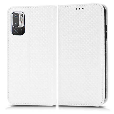 Coque Portefeuille Livre Cuir Etui Clapet C03X pour Xiaomi Redmi Note 10 5G Blanc