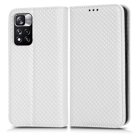 Coque Portefeuille Livre Cuir Etui Clapet C03X pour Xiaomi Redmi Note 11 Pro+ Plus 5G Blanc