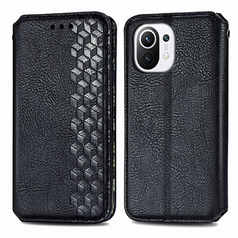 Coque Portefeuille Livre Cuir Etui Clapet C04 pour Xiaomi Mi 11 Lite 5G Noir