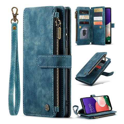 Coque Portefeuille Livre Cuir Etui Clapet C04S pour Samsung Galaxy F42 5G Bleu