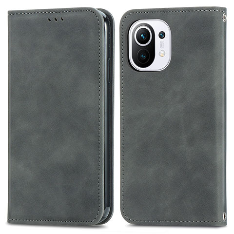 Coque Portefeuille Livre Cuir Etui Clapet C05 pour Xiaomi Mi 11 5G Gris