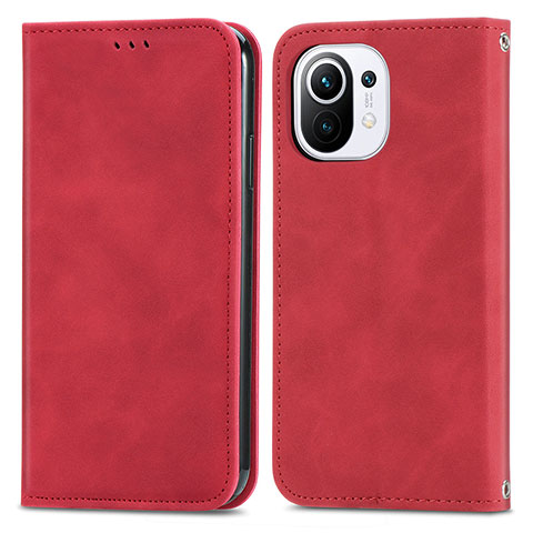 Coque Portefeuille Livre Cuir Etui Clapet C05 pour Xiaomi Mi 11 Lite 5G NE Rouge