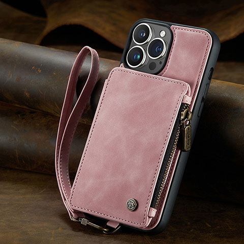 Coque Portefeuille Livre Cuir Etui Clapet C05S pour Apple iPhone 13 Pro Max Or Rose