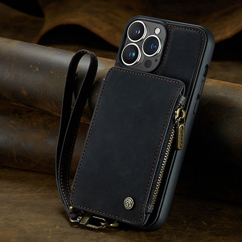Coque Portefeuille Livre Cuir Etui Clapet C05S pour Apple iPhone 14 Pro Max Noir