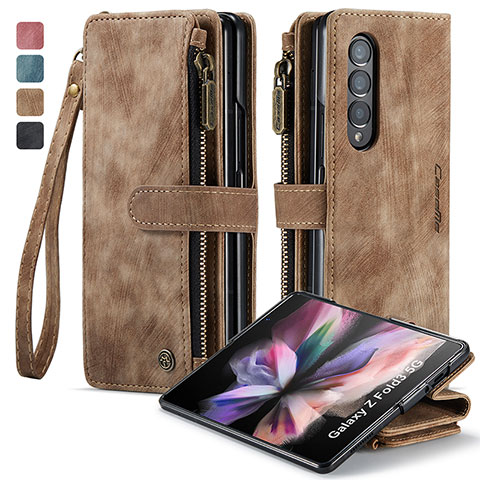 Coque Portefeuille Livre Cuir Etui Clapet C05S pour Samsung Galaxy Z Fold3 5G Marron