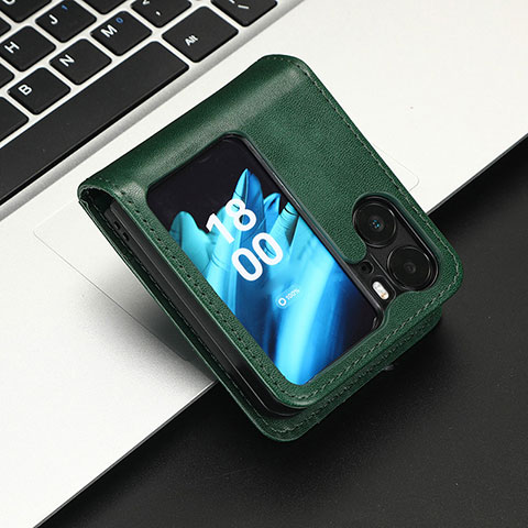 Coque Portefeuille Livre Cuir Etui Clapet C05X pour Oppo Find N2 Flip 5G Vert