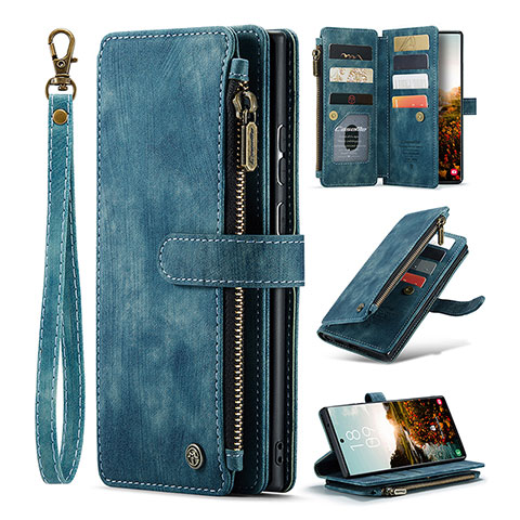 Coque Portefeuille Livre Cuir Etui Clapet C07S pour Samsung Galaxy S21 Ultra 5G Bleu