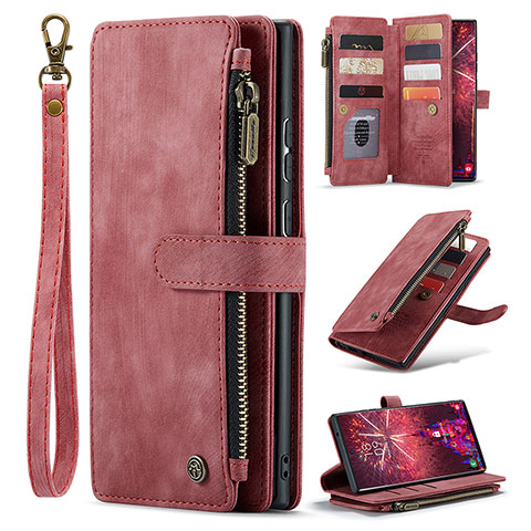 Coque Portefeuille Livre Cuir Etui Clapet C07S pour Samsung Galaxy S24 Ultra 5G Rouge