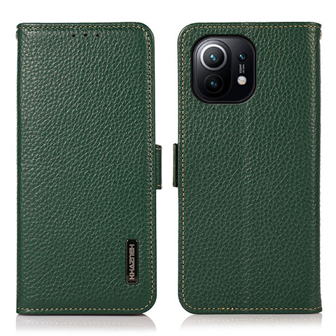 Coque Portefeuille Livre Cuir Etui Clapet C08 pour Xiaomi Mi 11 Lite 4G Vert