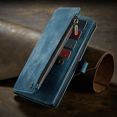 Coque Portefeuille Livre Cuir Etui Clapet C09S pour Samsung Galaxy S23 Ultra 5G Bleu