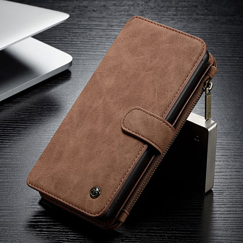 Coque Portefeuille Livre Cuir Etui Clapet C12S pour Samsung Galaxy S23 Ultra 5G Marron