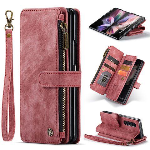 Coque Portefeuille Livre Cuir Etui Clapet CS1 pour Samsung Galaxy Z Fold3 5G Rouge