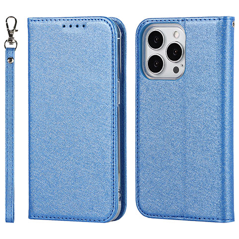 Coque Portefeuille Livre Cuir Etui Clapet D01T pour Apple iPhone 13 Pro Max Bleu