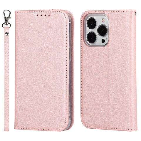 Coque Portefeuille Livre Cuir Etui Clapet D01T pour Apple iPhone 15 Pro Max Rose