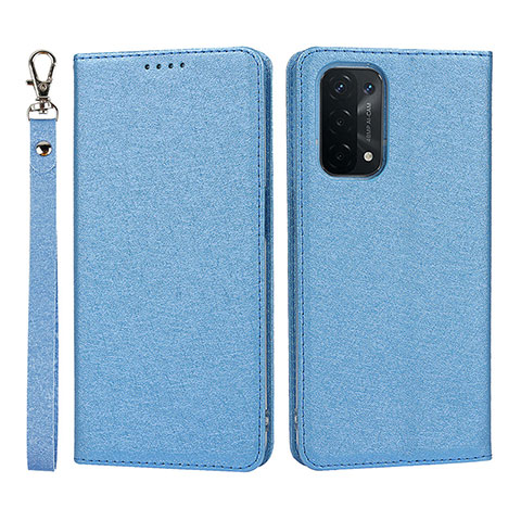 Coque Portefeuille Livre Cuir Etui Clapet D01T pour Oppo A54 5G Bleu