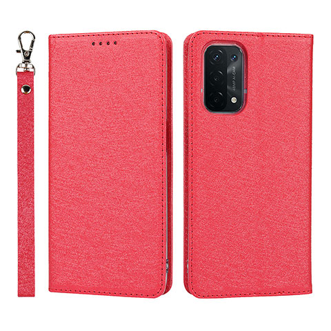 Coque Portefeuille Livre Cuir Etui Clapet D01T pour Oppo A54 5G Rouge