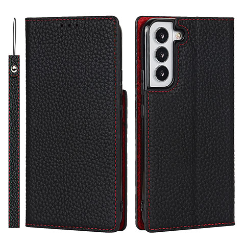 Coque Portefeuille Livre Cuir Etui Clapet D01T pour Samsung Galaxy S21 5G Noir