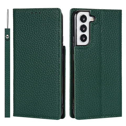 Coque Portefeuille Livre Cuir Etui Clapet D01T pour Samsung Galaxy S21 5G Vert