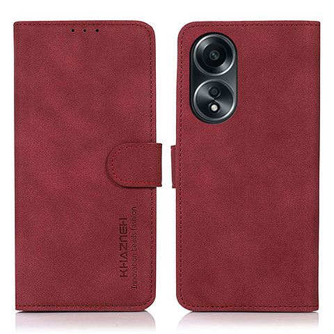 Coque Portefeuille Livre Cuir Etui Clapet D01Y pour Oppo A18 Rouge