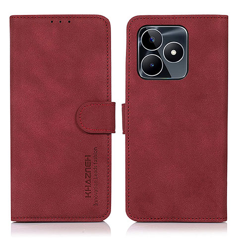 Coque Portefeuille Livre Cuir Etui Clapet D01Y pour Realme C53 India Rouge