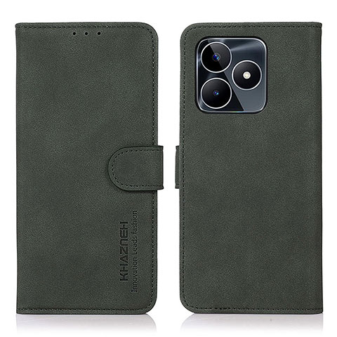 Coque Portefeuille Livre Cuir Etui Clapet D01Y pour Realme C53 Vert