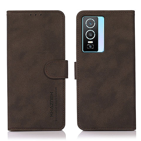 Coque Portefeuille Livre Cuir Etui Clapet D01Y pour Vivo Y74s 5G Marron