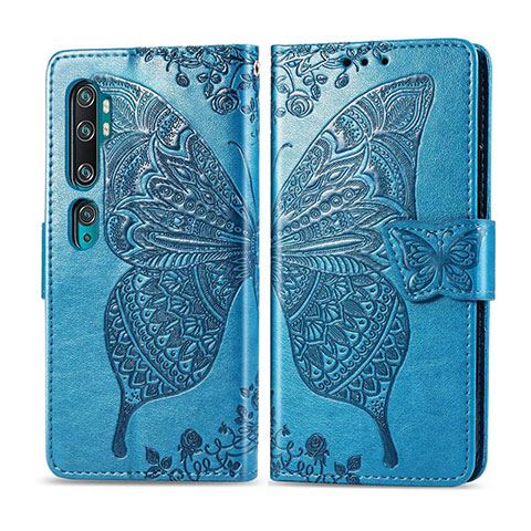 Coque Portefeuille Livre Cuir Etui Clapet D02 pour Xiaomi Mi Note 10 Pro Bleu Ciel