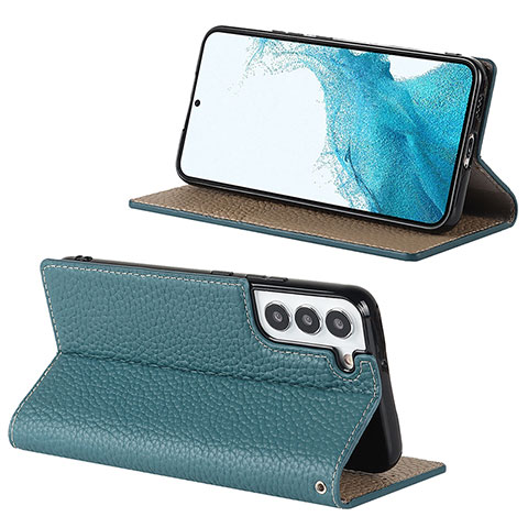 Coque Portefeuille Livre Cuir Etui Clapet D02T pour Samsung Galaxy S21 5G Bleu Clair