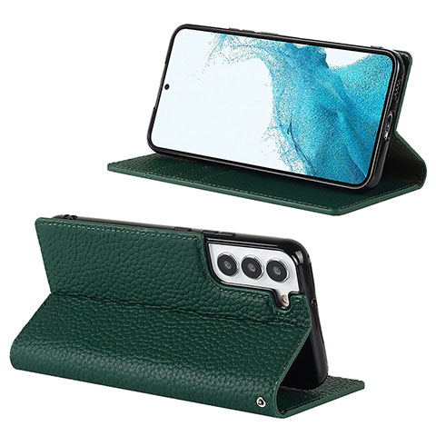 Coque Portefeuille Livre Cuir Etui Clapet D02T pour Samsung Galaxy S21 5G Vert